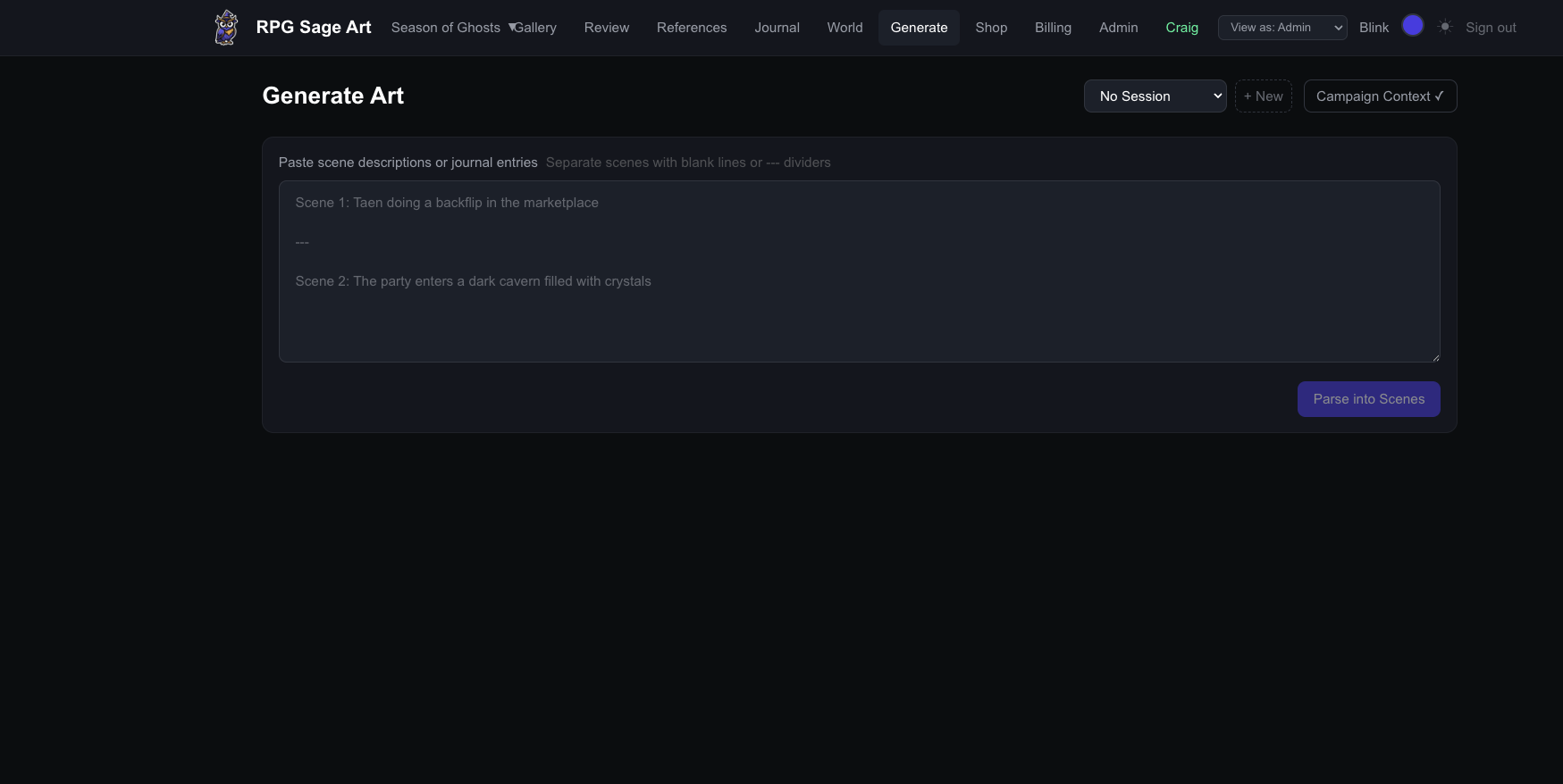 The Generate Page demo