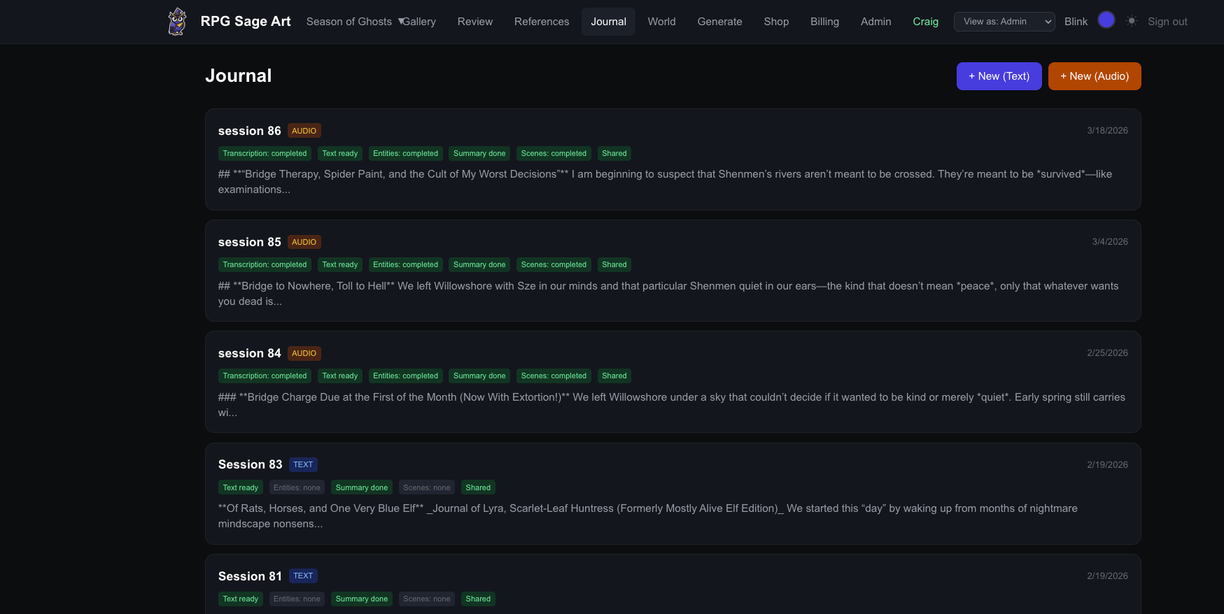 Session Journals overview