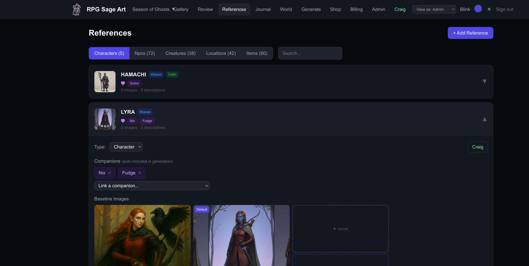 Character References overview